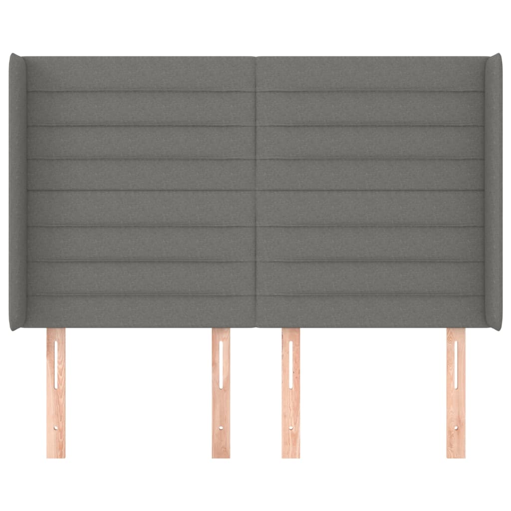 Tête de lit avec oreilles Gris foncé 147x16x118/128 cm Tissu - XIOS