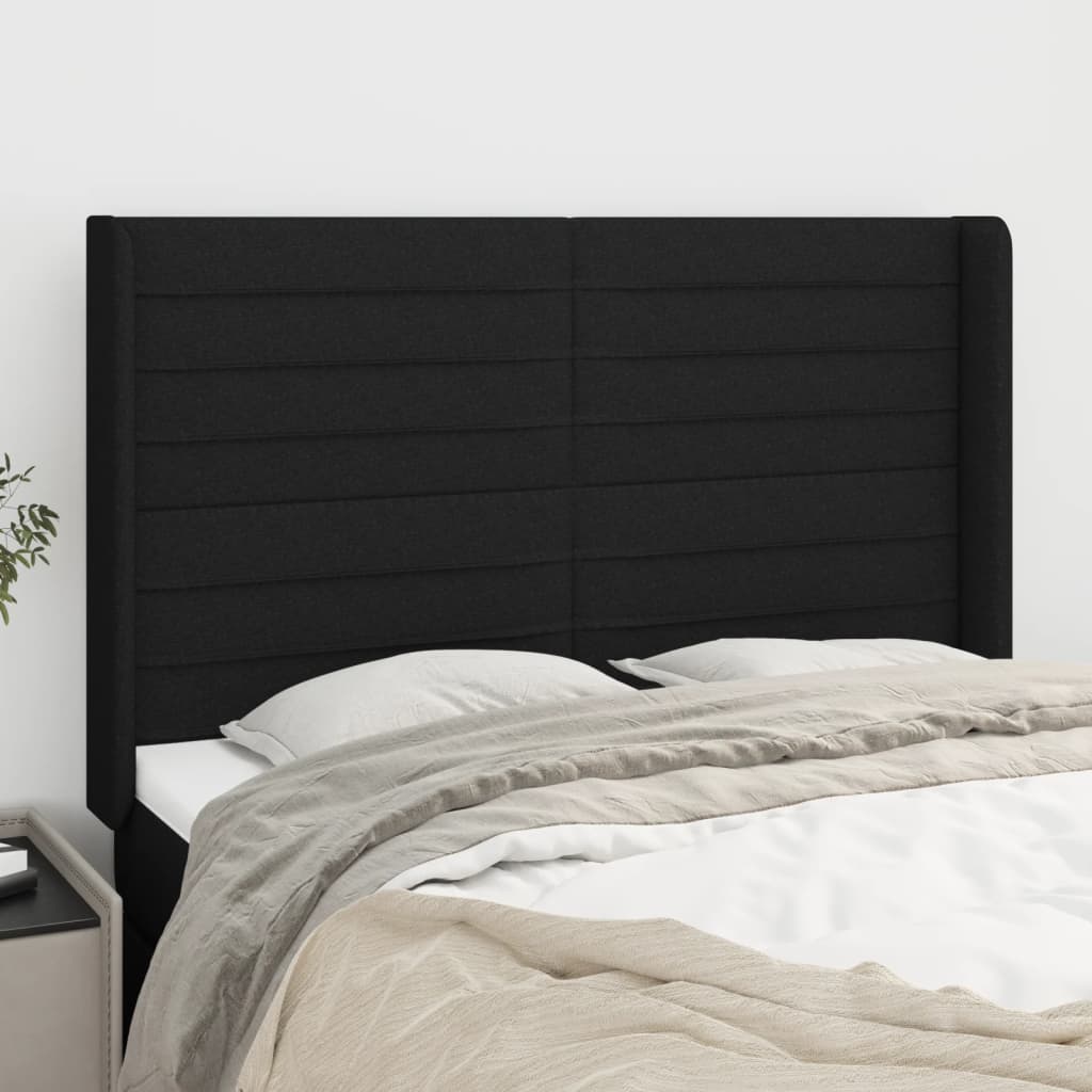 Tête de lit avec oreilles Noir 147x16x118/128 cm Tissu - XIOS