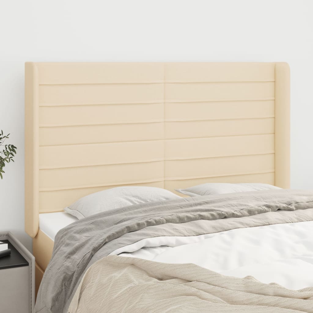 Tête de lit avec oreilles Crème 147x16x118/128 cm Tissu - XIOS