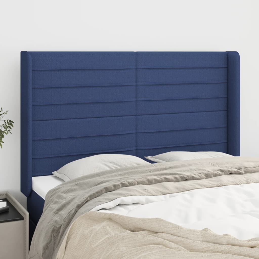 Tête de lit avec oreilles Bleu 147x16x118/128 cm Tissu - XIOS