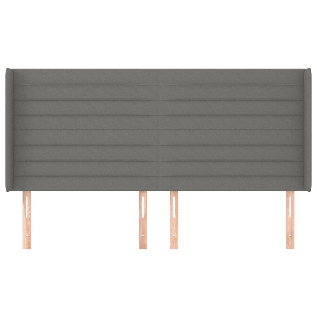 Tête de lit avec oreilles Gris foncé 163x16x118/128 cm Tissu - XIOS