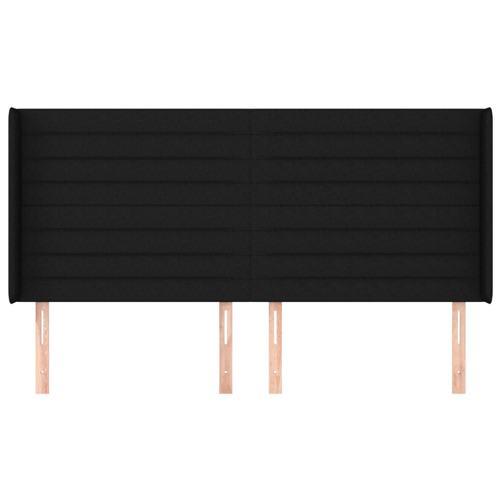 Tête de lit avec oreilles Noir 203x16x118/128 cm Tissu - XIOS