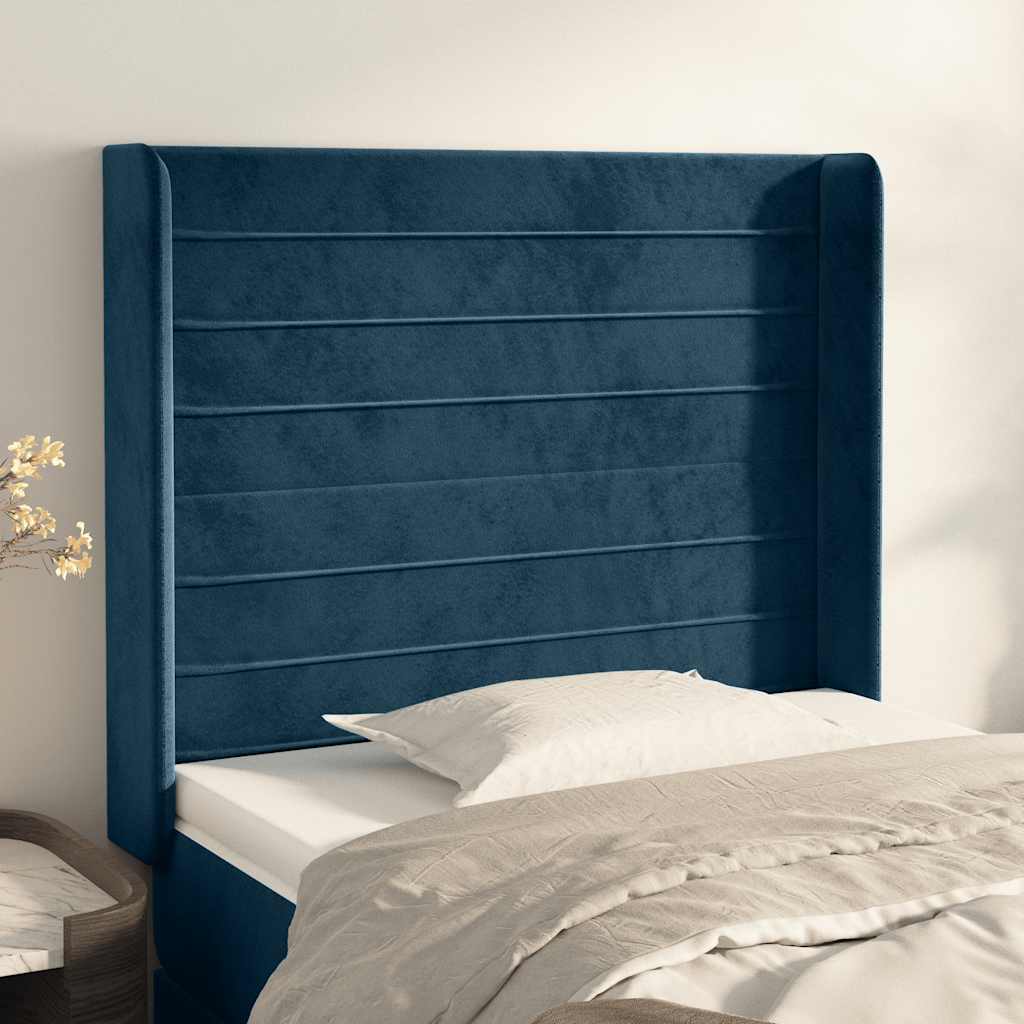 Tête de lit avec oreilles Bleu foncé 83x16x118/128 cm Velours - XIOS