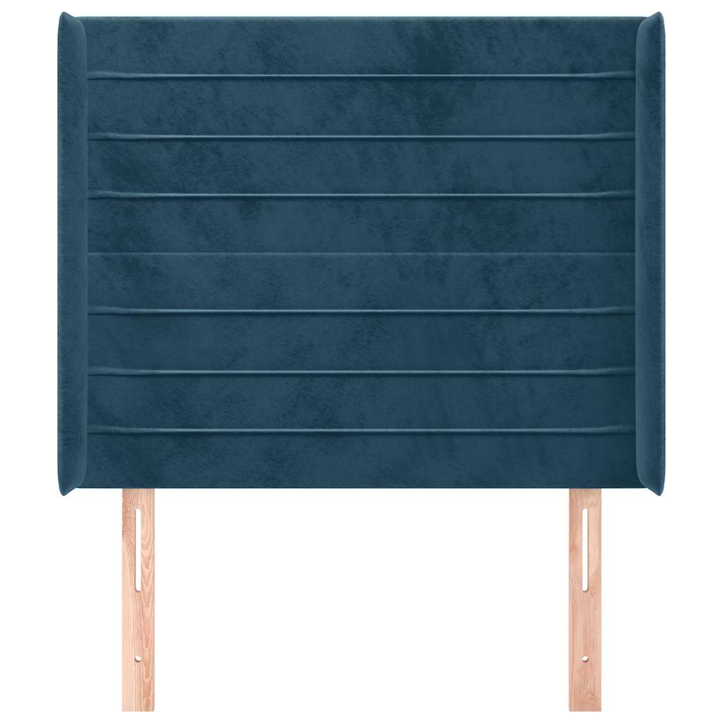 Tête de lit avec oreilles Bleu foncé 93x16x118/128 cm Velours - XIOS
