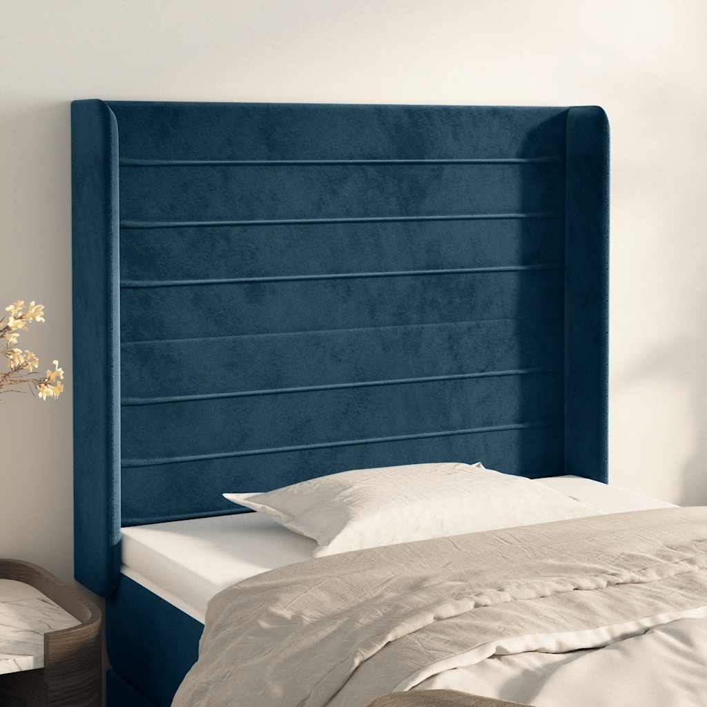Tête de lit avec oreilles Bleu foncé 103x16x118/128 cm Velours - XIOS