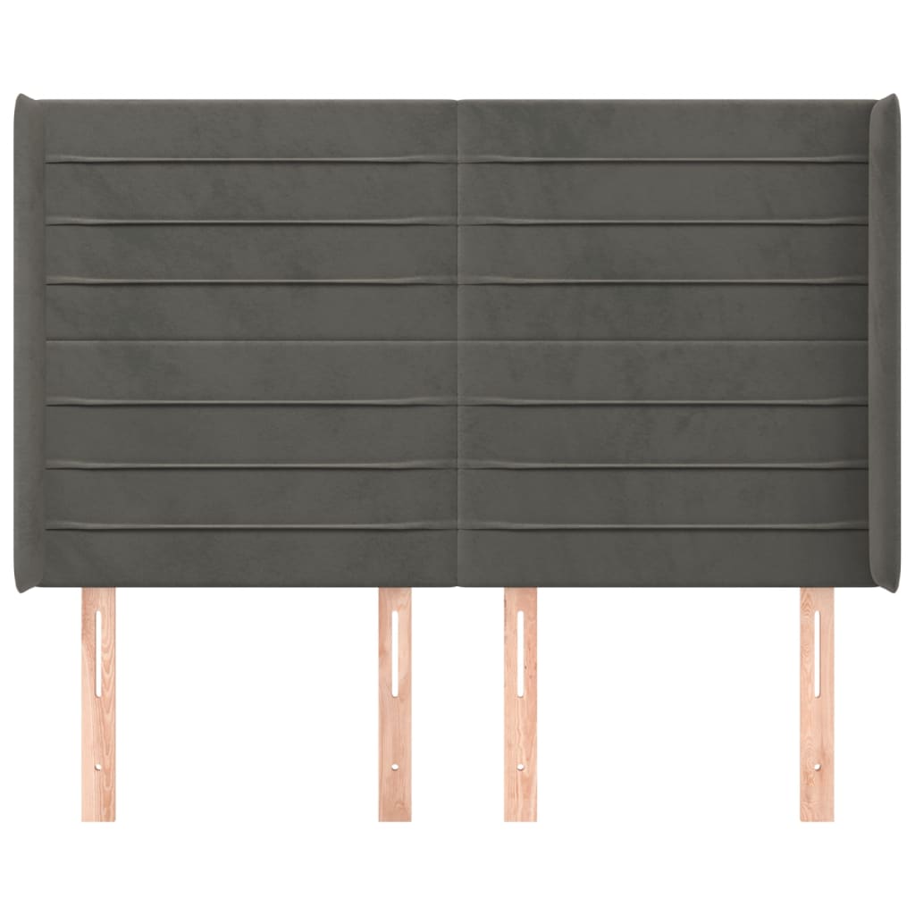 Tête de lit avec oreilles Gris foncé 147x16x118/128 cm Velours - XIOS