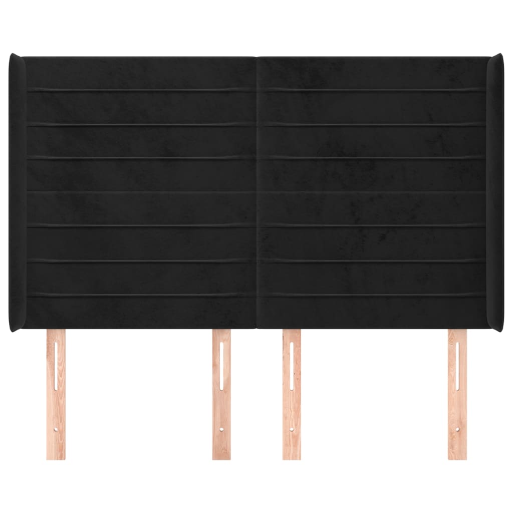 Tête de lit avec oreilles Noir 147x16x118/128 cm Velours - XIOS