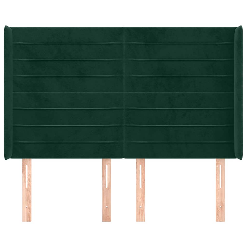 Tête de lit avec oreilles Vert foncé 147x16x118/128 cm Velours - XIOS