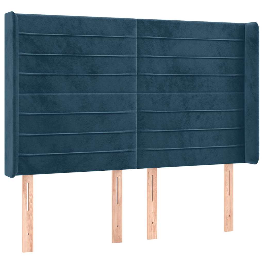 Tête de lit avec oreilles Bleu foncé 147x16x118/128 cm Velours - XIOS