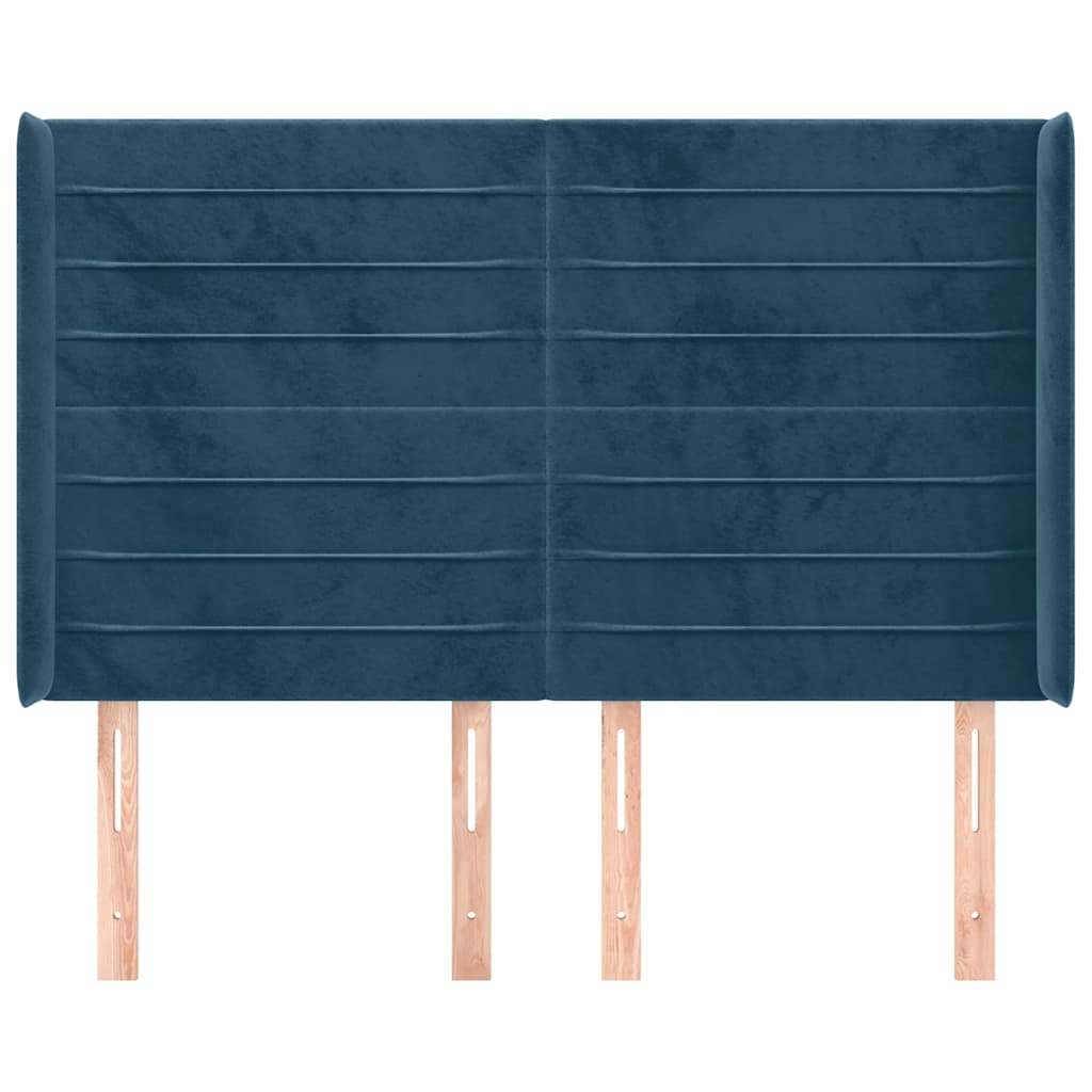 Tête de lit avec oreilles Bleu foncé 147x16x118/128 cm Velours - XIOS