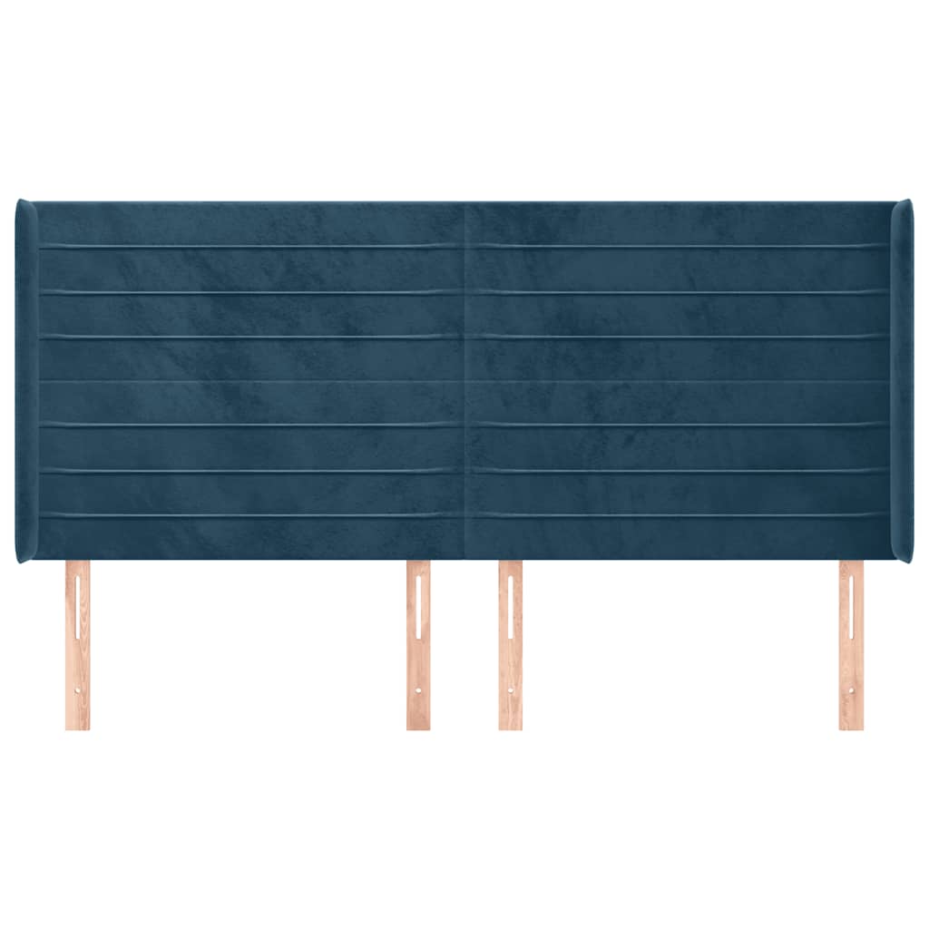 Tête de lit avec oreilles Bleu foncé 163x16x118/128 cm Velours - XIOS