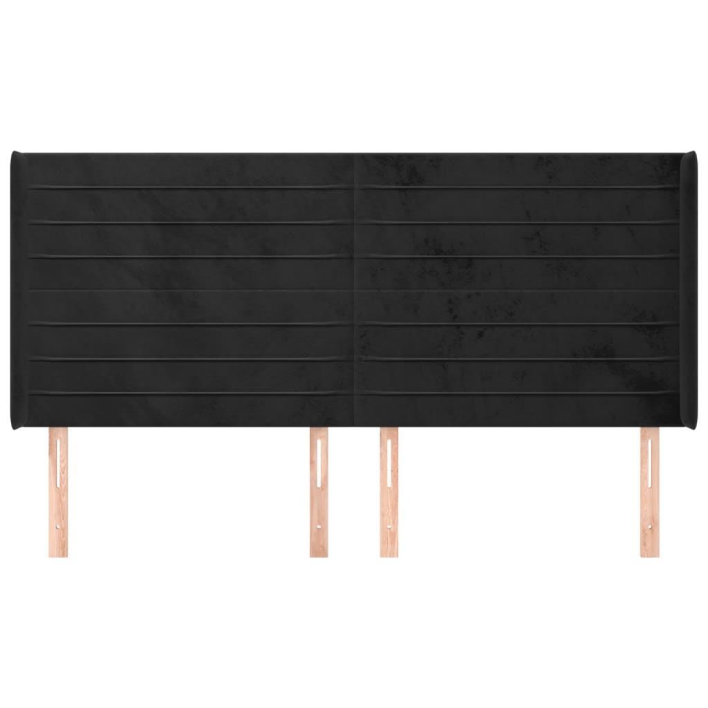 Tête de lit avec oreilles Noir 183x16x118/128 cm Velours - XIOS