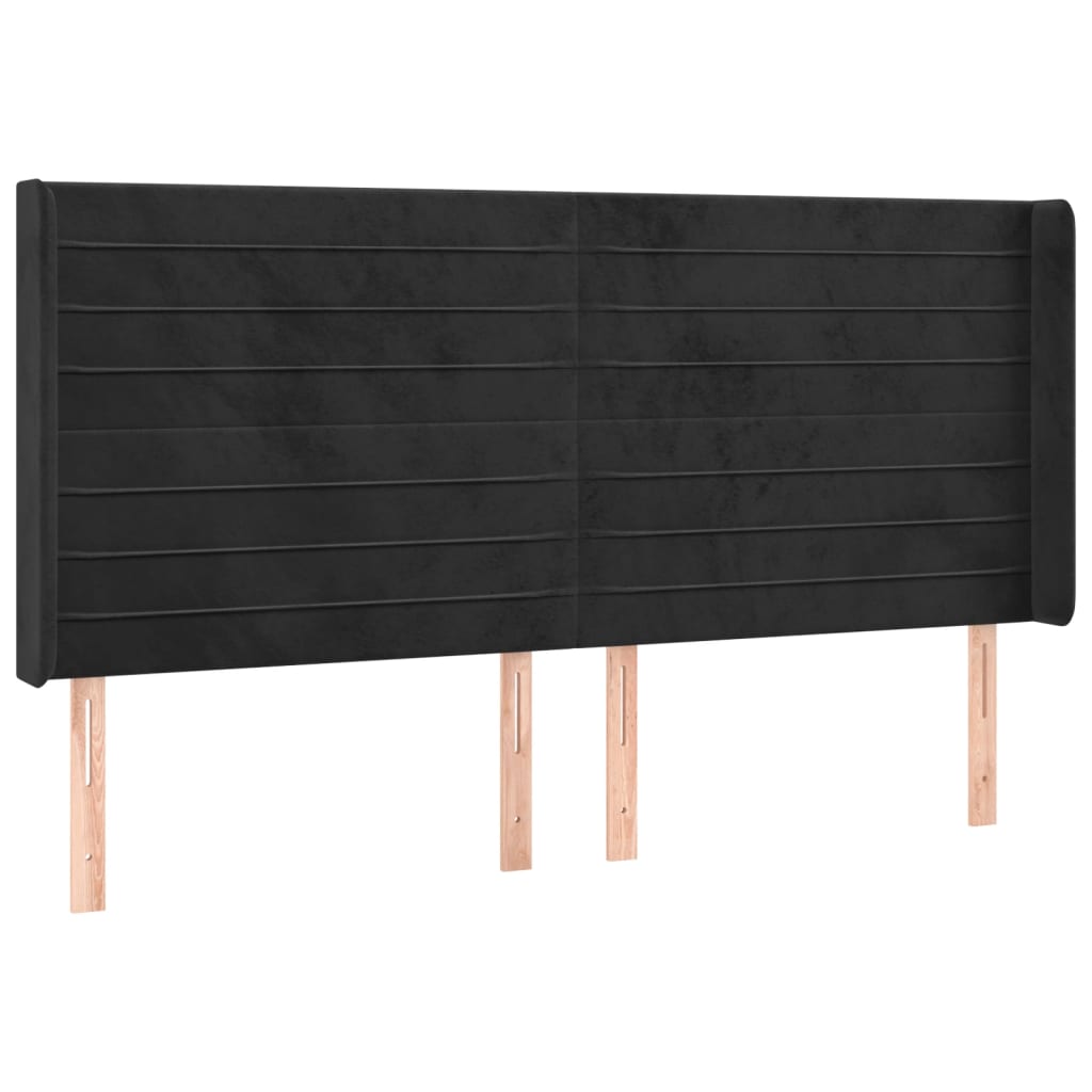 Tête de lit avec oreilles Noir 203x16x118/128 cm Velours - XIOS