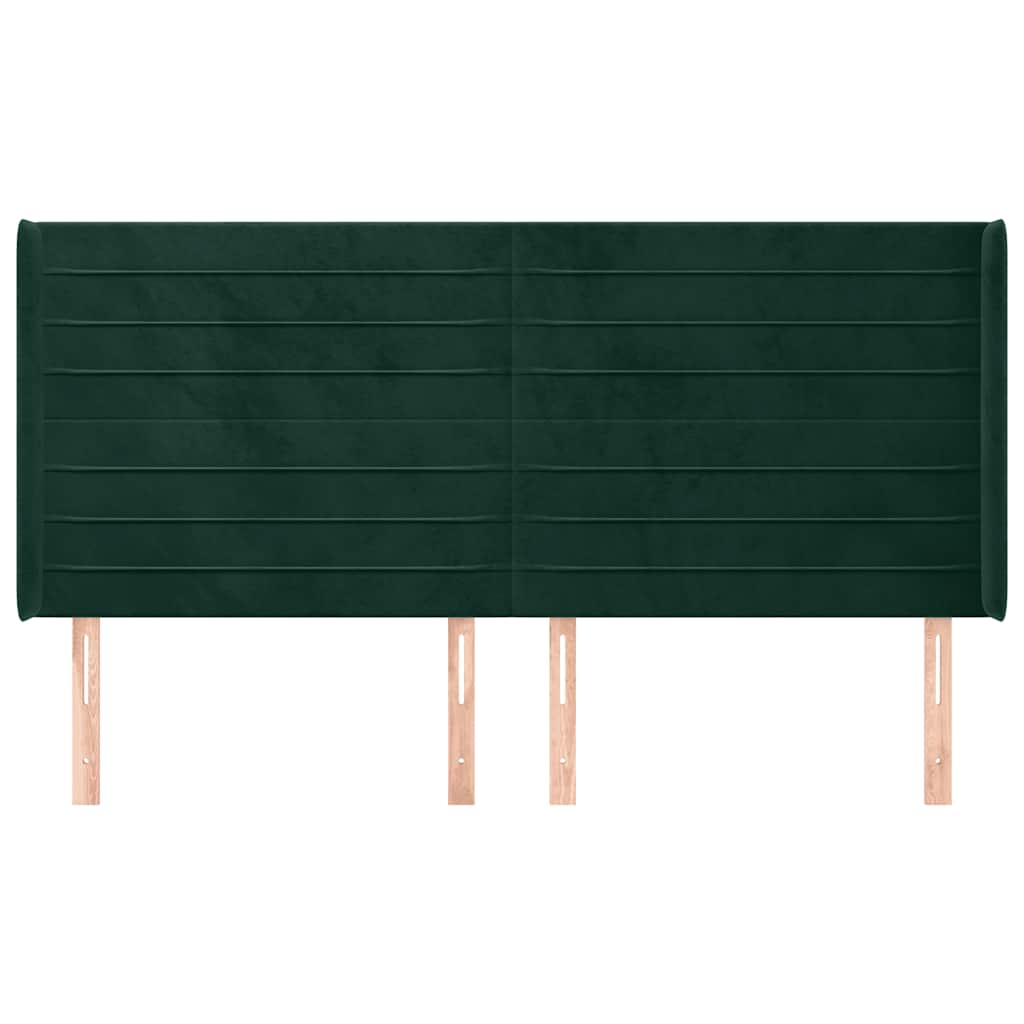 Tête de lit avec oreilles Vert foncé 203x16x118/128 cm Velours - XIOS