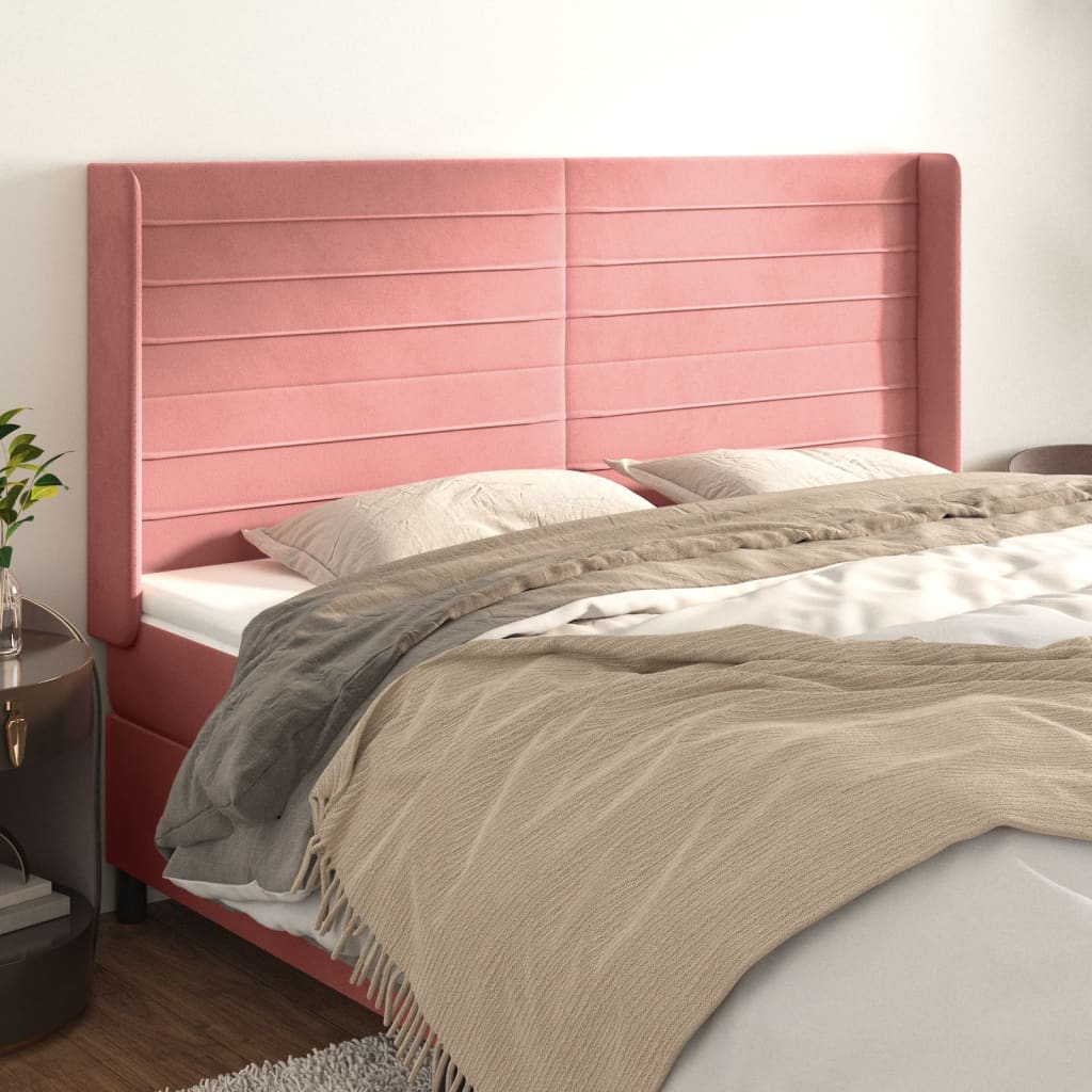 Tête de lit avec oreilles Rose 203x16x118/128 cm Velours - XIOS