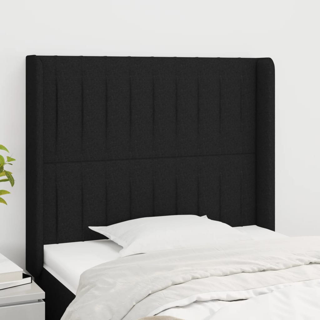 Tête de lit avec oreilles Noir 83x16x118/128 cm Tissu - XIOS