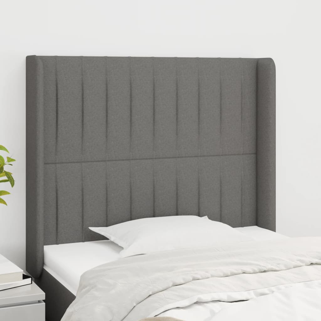 Tête de lit avec oreilles Gris foncé 93x16x118/128 cm Tissu - XIOS