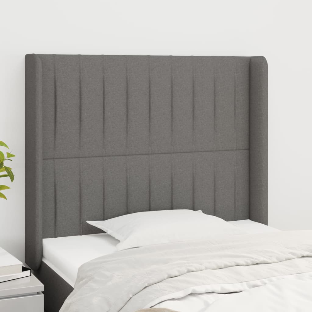 Tête de lit avec oreilles Gris foncé 103x16x118/128 cm Tissu - XIOS