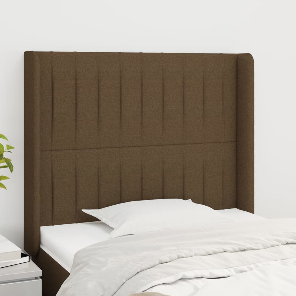 Tête de lit avec oreilles Marron foncé 103x16x118/128 cm Tissu - XIOS