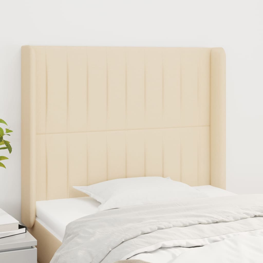 Tête de lit avec oreilles Crème 103x16x118/128 cm Tissu - XIOS