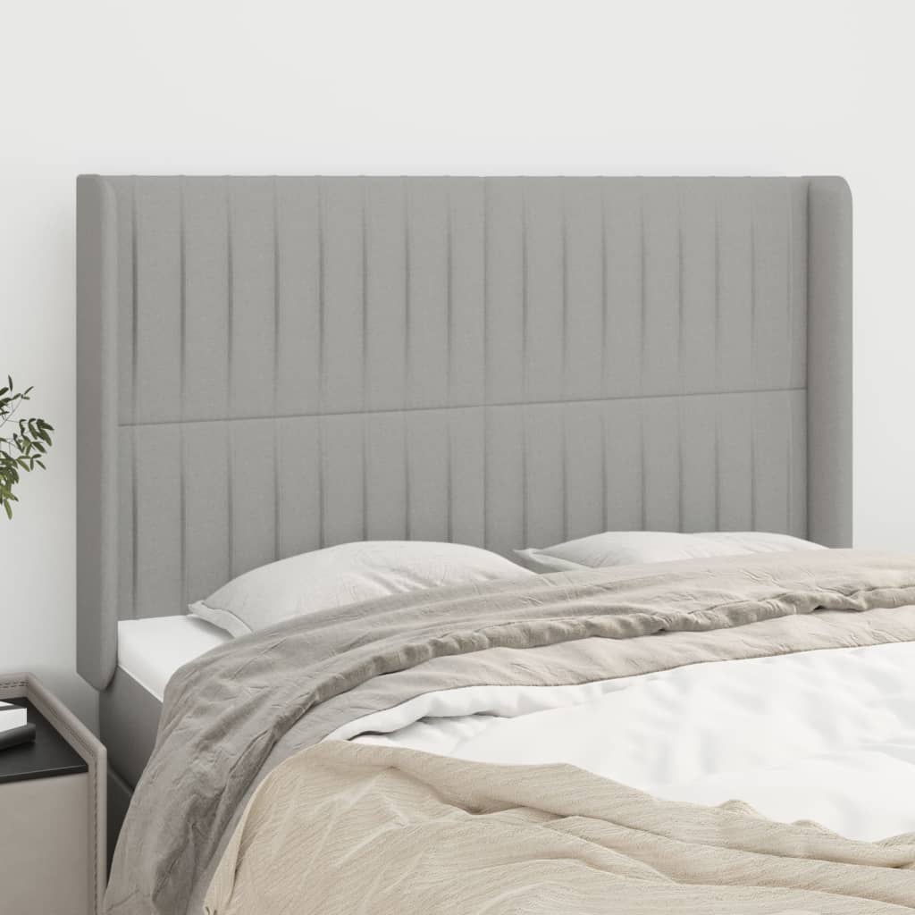 Tête de lit avec oreilles Gris clair 147x16x118/128 cm Tissu - XIOS