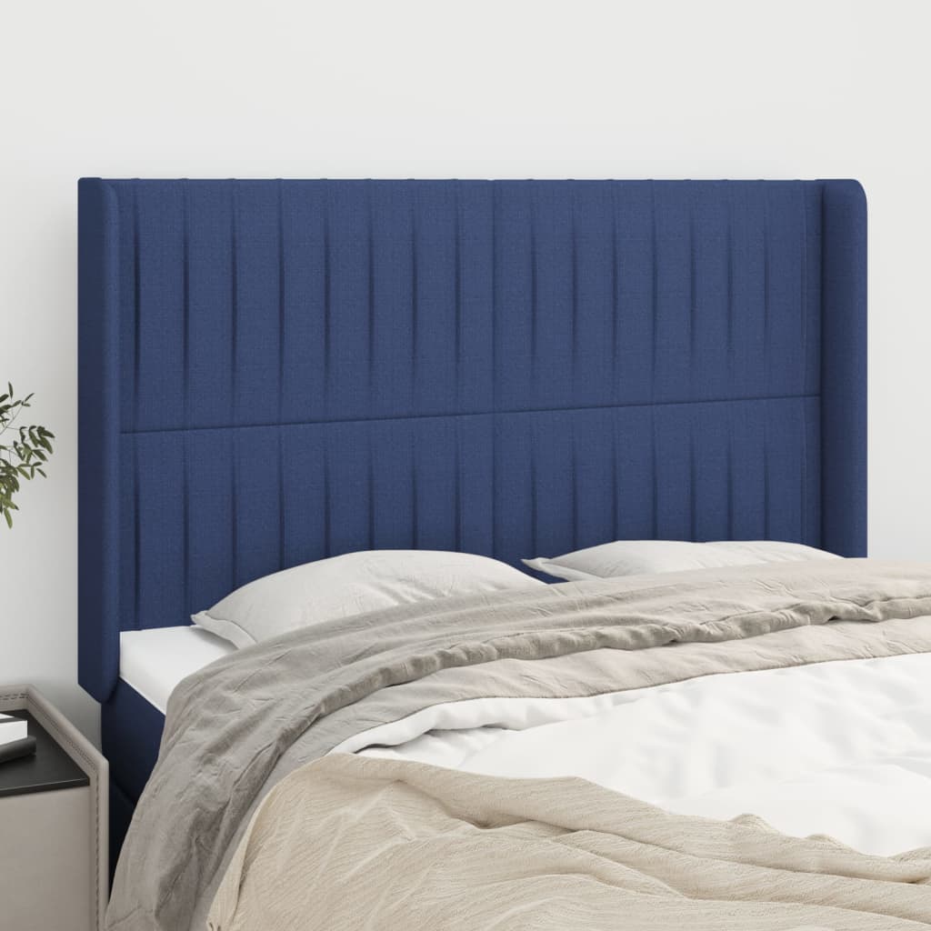 Tête de lit avec oreilles Bleu 147x16x118/128 cm Tissu - XIOS