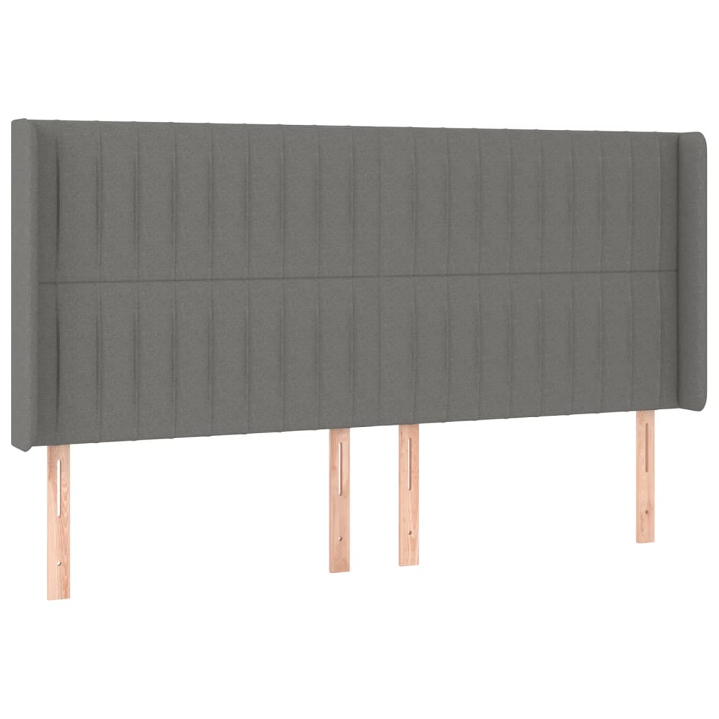Tête de lit avec oreilles Gris foncé 163x16x118/128 cm Tissu - XIOS