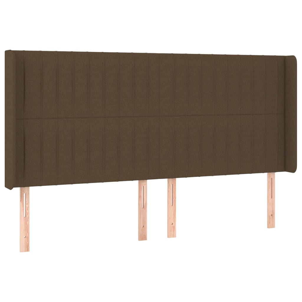 Tête de lit avec oreilles Marron foncé 163x16x118/128 cm Tissu Têtes et pieds de lit vidaXL