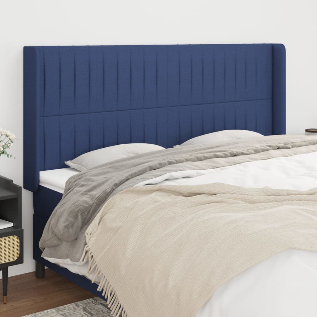 Tête de lit avec oreilles Bleu 163x16x118/128 cm Tissu - XIOS