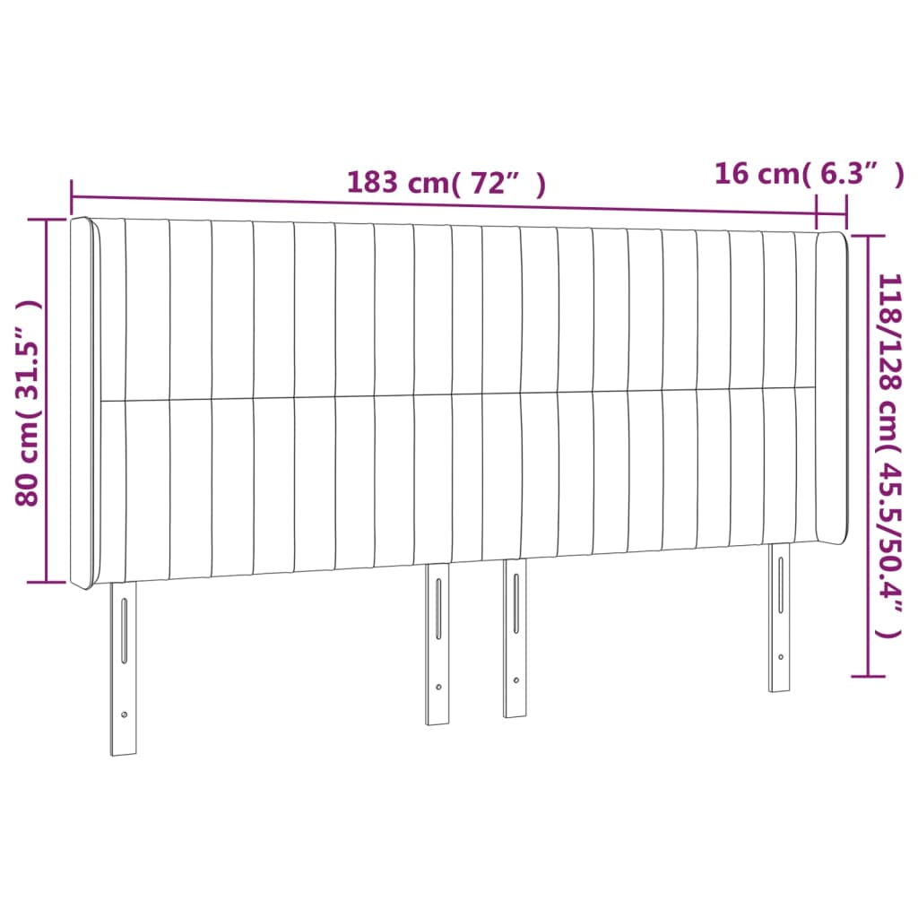 Tête de lit avec oreilles Crème 183x16x118/128 cm Tissu - XIOS
