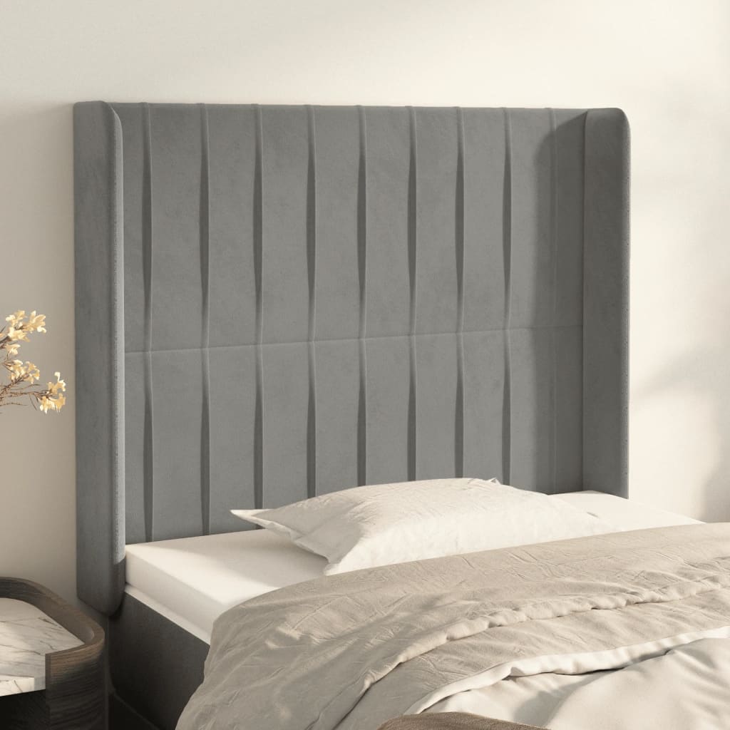 Tête de lit avec oreilles Gris clair 83x16x118/128 cm Velours - XIOS