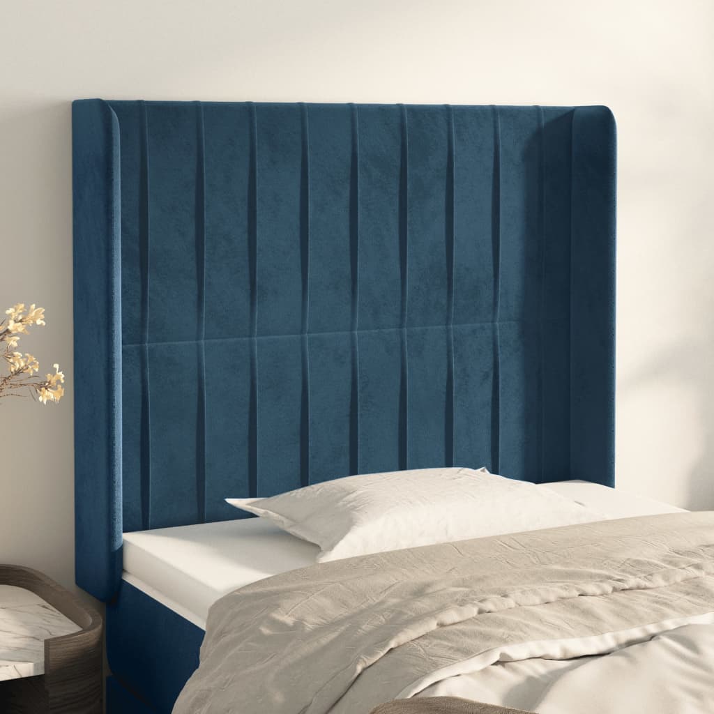 Tête de lit avec oreilles Bleu foncé 83x16x118/128 cm Velours - XIOS