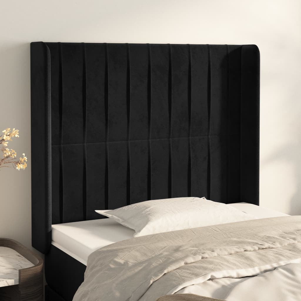 Tête de lit avec oreilles Noir 103x16x118/128 cm Velours - XIOS