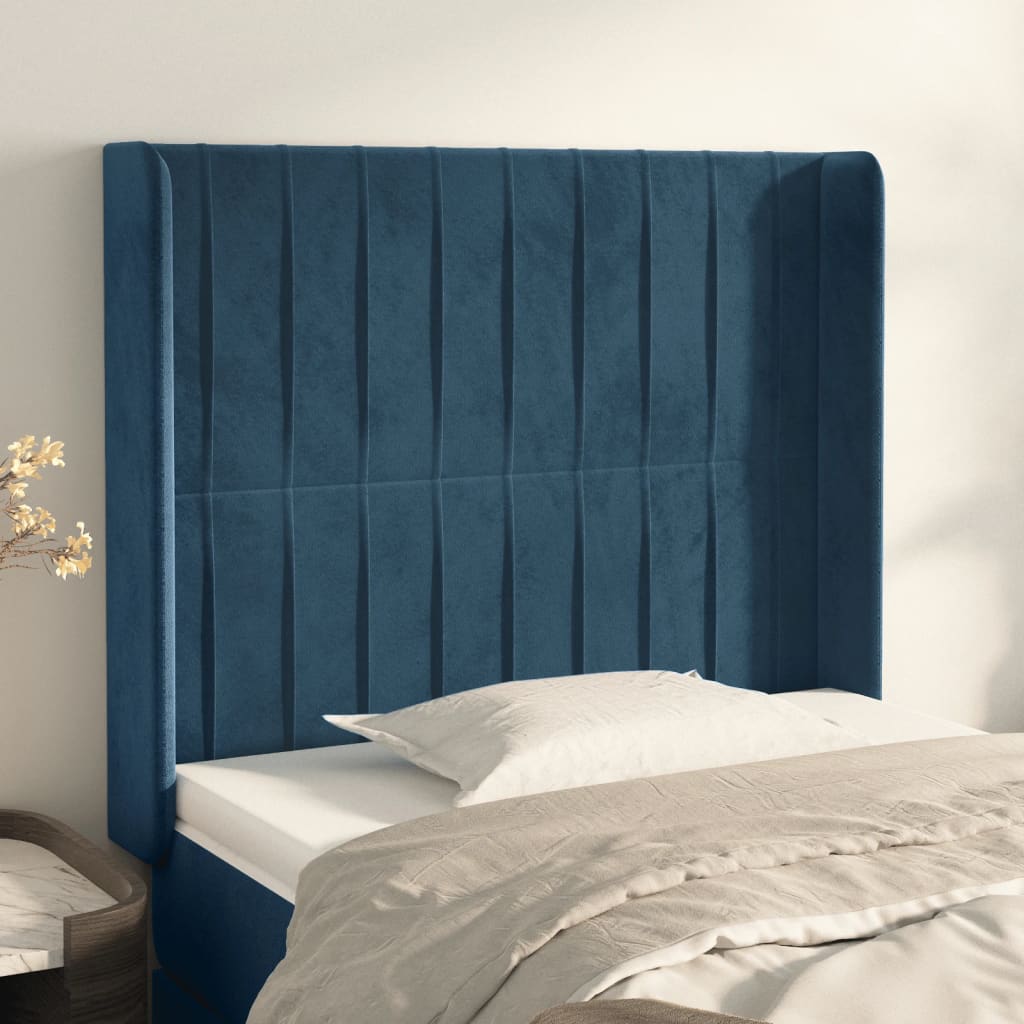 Tête de lit avec oreilles Bleu foncé 103x16x118/128 cm Velours - XIOS