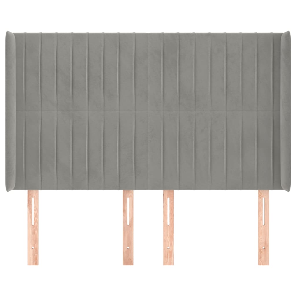 Tête de lit avec oreilles Gris clair 147x16x118/128 cm Velours - XIOS