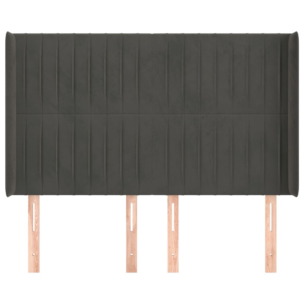 Tête de lit avec oreilles Gris foncé 147x16x118/128 cm Velours - XIOS