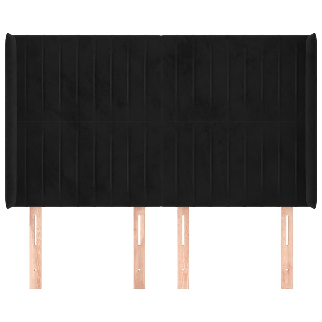 Tête de lit avec oreilles Noir 147x16x118/128 cm Velours - XIOS