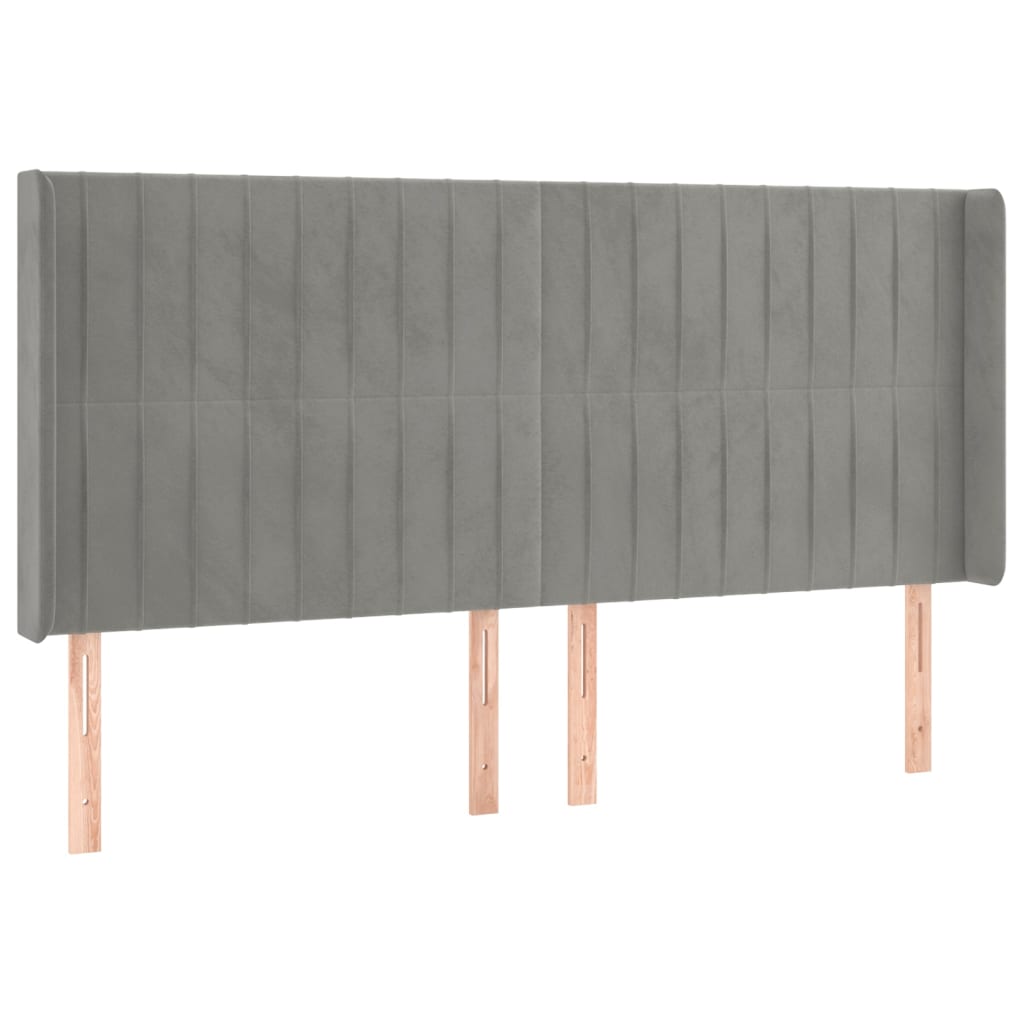 Tête de lit avec oreilles Gris clair 163x16x118/128 cm Velours - XIOS