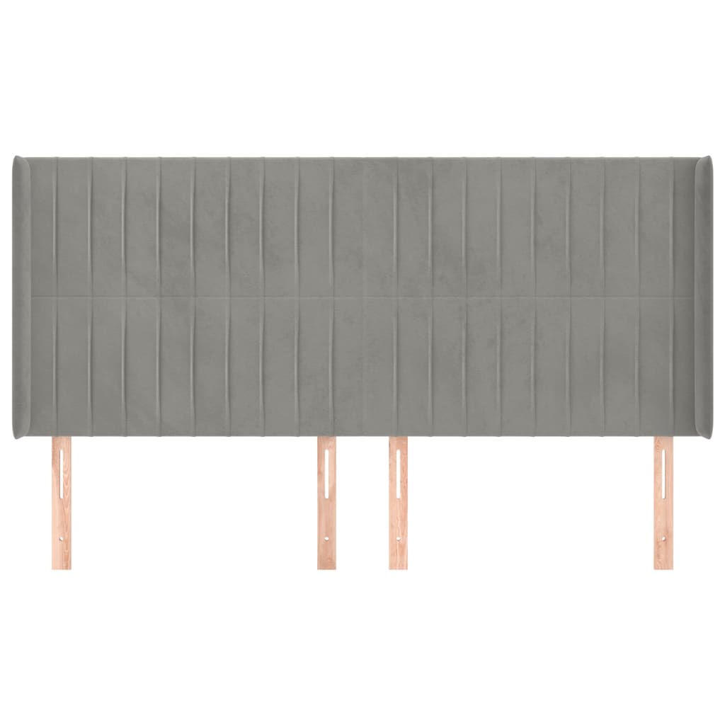 Tête de lit avec oreilles Gris clair 163x16x118/128 cm Velours - XIOS