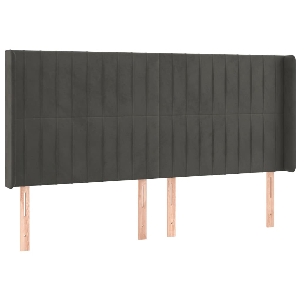 Tête de lit avec oreilles Gris foncé 163x16x118/128 cm Velours - XIOS