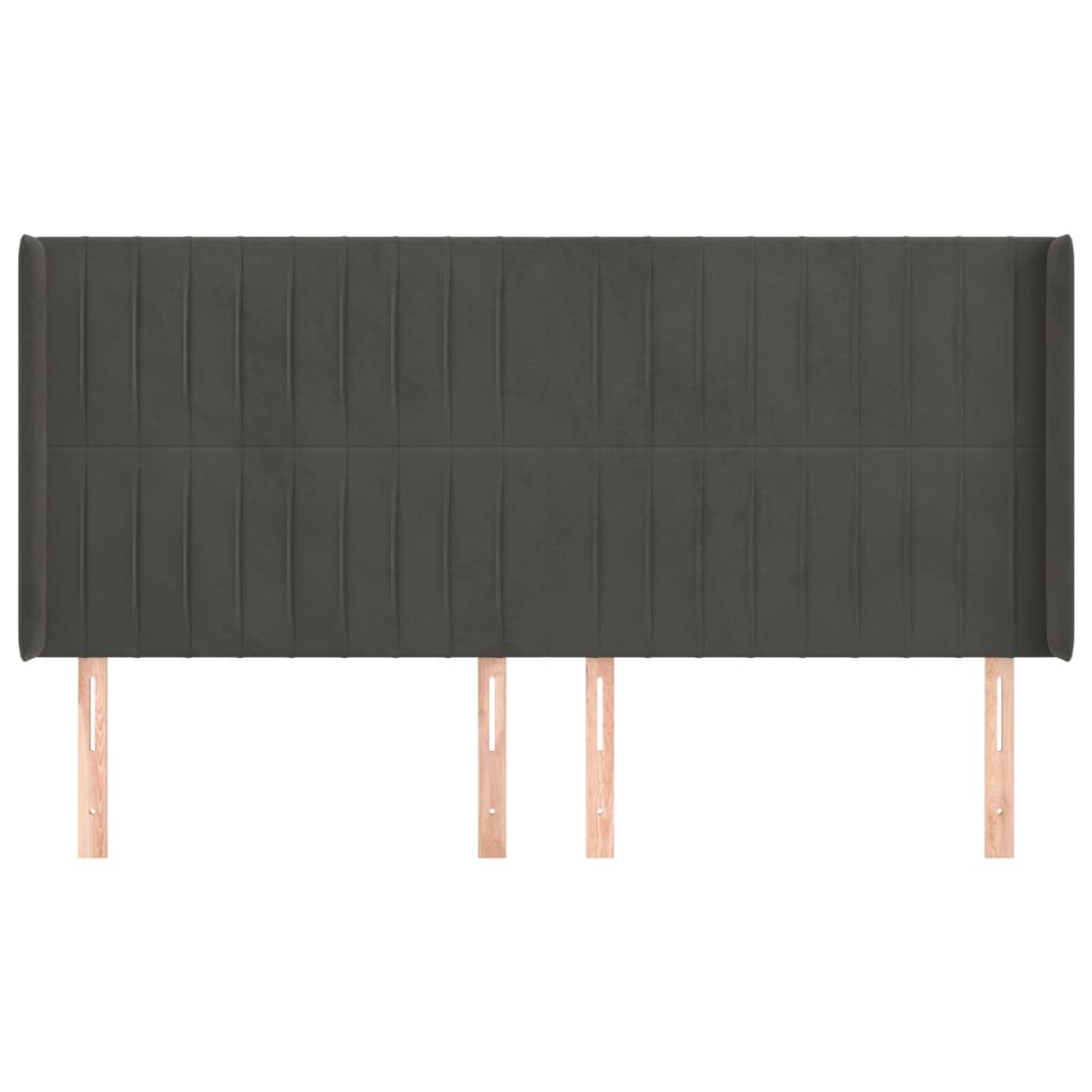 Tête de lit avec oreilles Gris foncé 163x16x118/128 cm Velours - XIOS