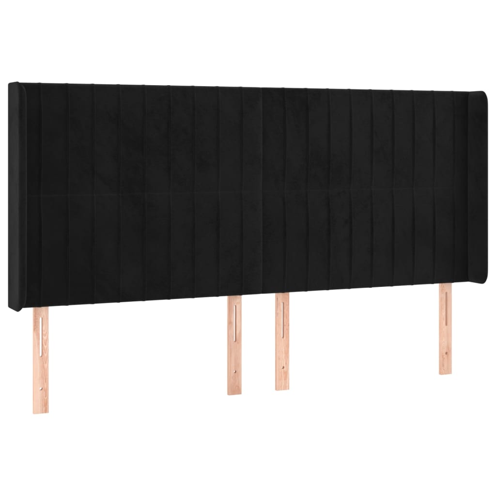 Tête de lit avec oreilles Noir 163x16x118/128 cm Velours - XIOS