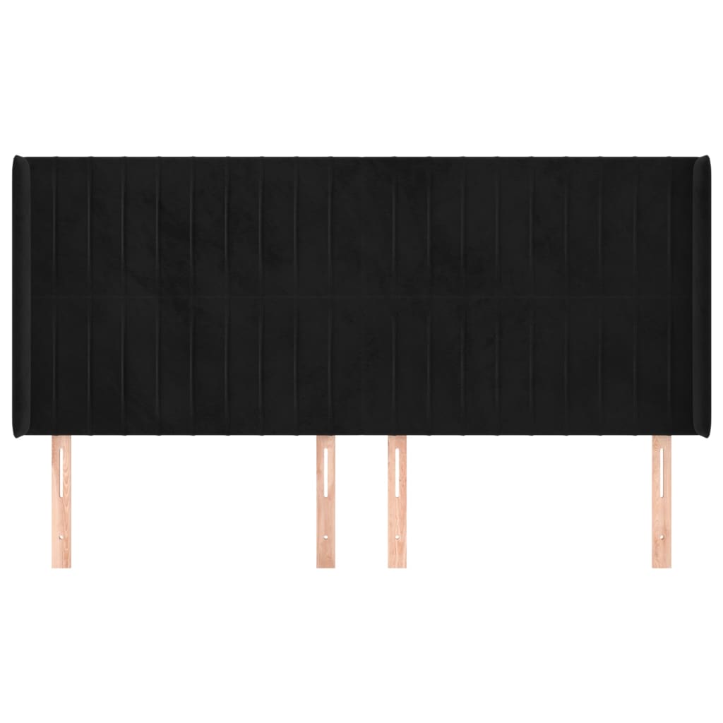 Tête de lit avec oreilles Noir 163x16x118/128 cm Velours - XIOS