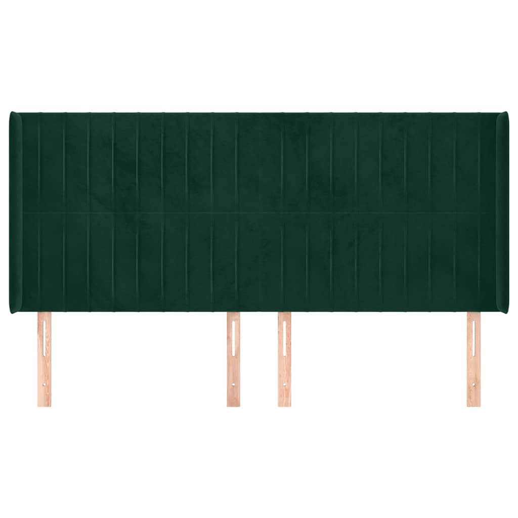 Tête de lit avec oreilles Vert foncé 163x16x118/128 cm Velours - XIOS