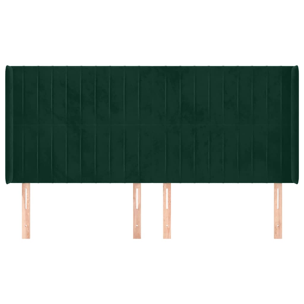 Tête de lit avec oreilles Vert foncé 203x16x118/128 cm Velours - XIOS