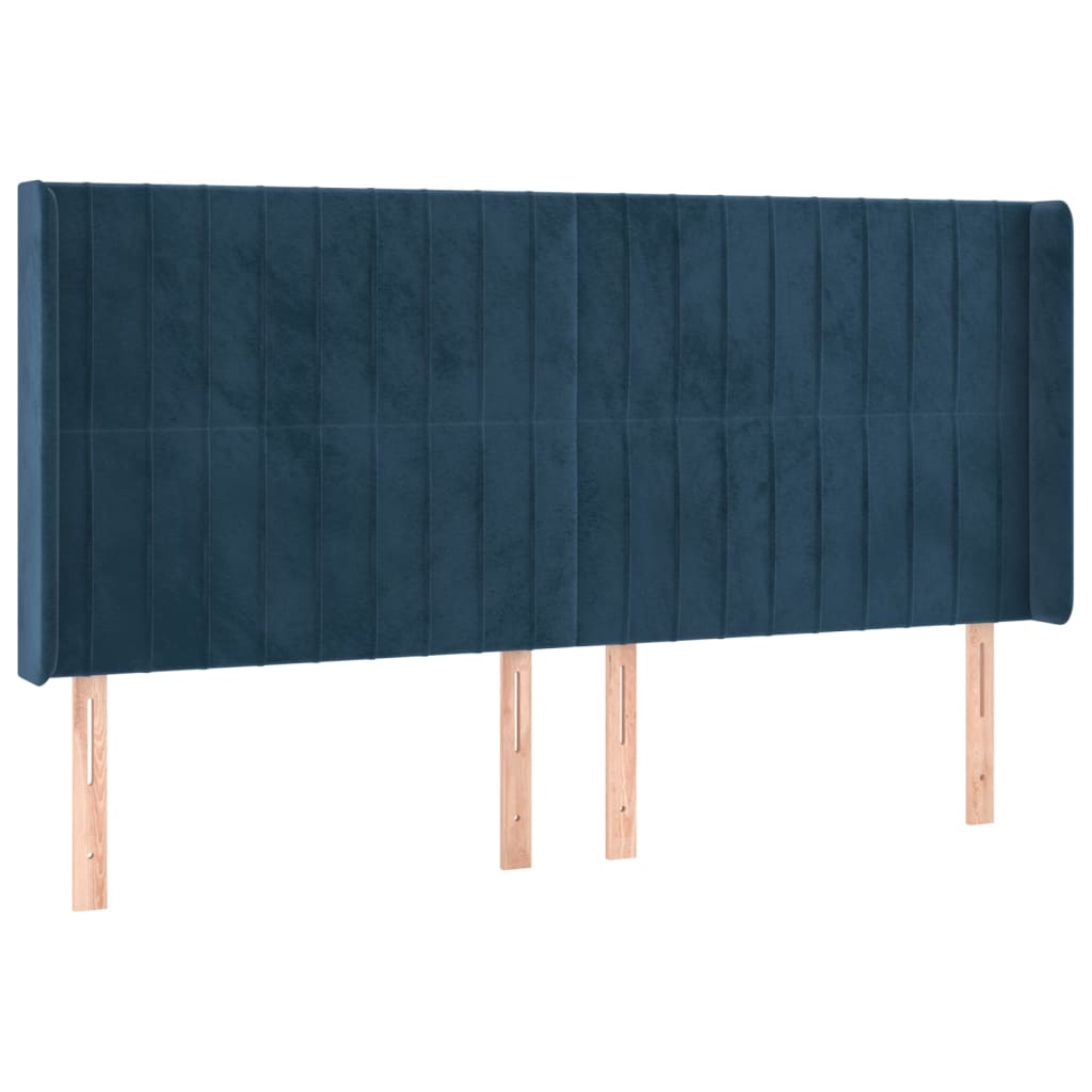 Tête de lit avec oreilles Bleu foncé 203x16x118/128 cm Velours - XIOS