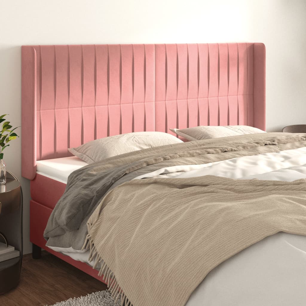 Tête de lit avec oreilles Rose 203x16x118/128 cm Velours - XIOS