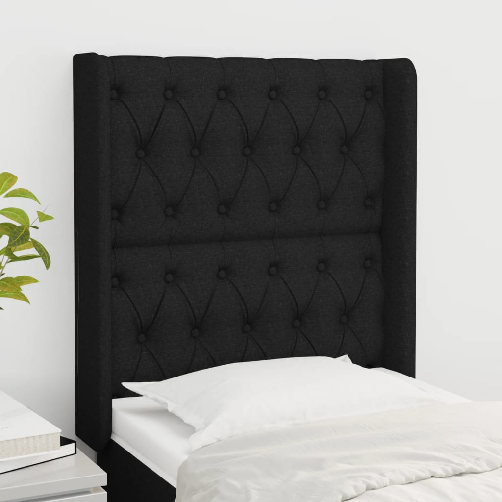 Tête de lit avec oreilles Noir 83x16x118/128 cm Tissu - XIOS