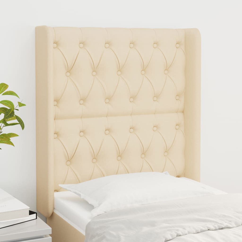 Tête de lit avec oreilles Crème 83x16x118/128 cm Tissu - XIOS