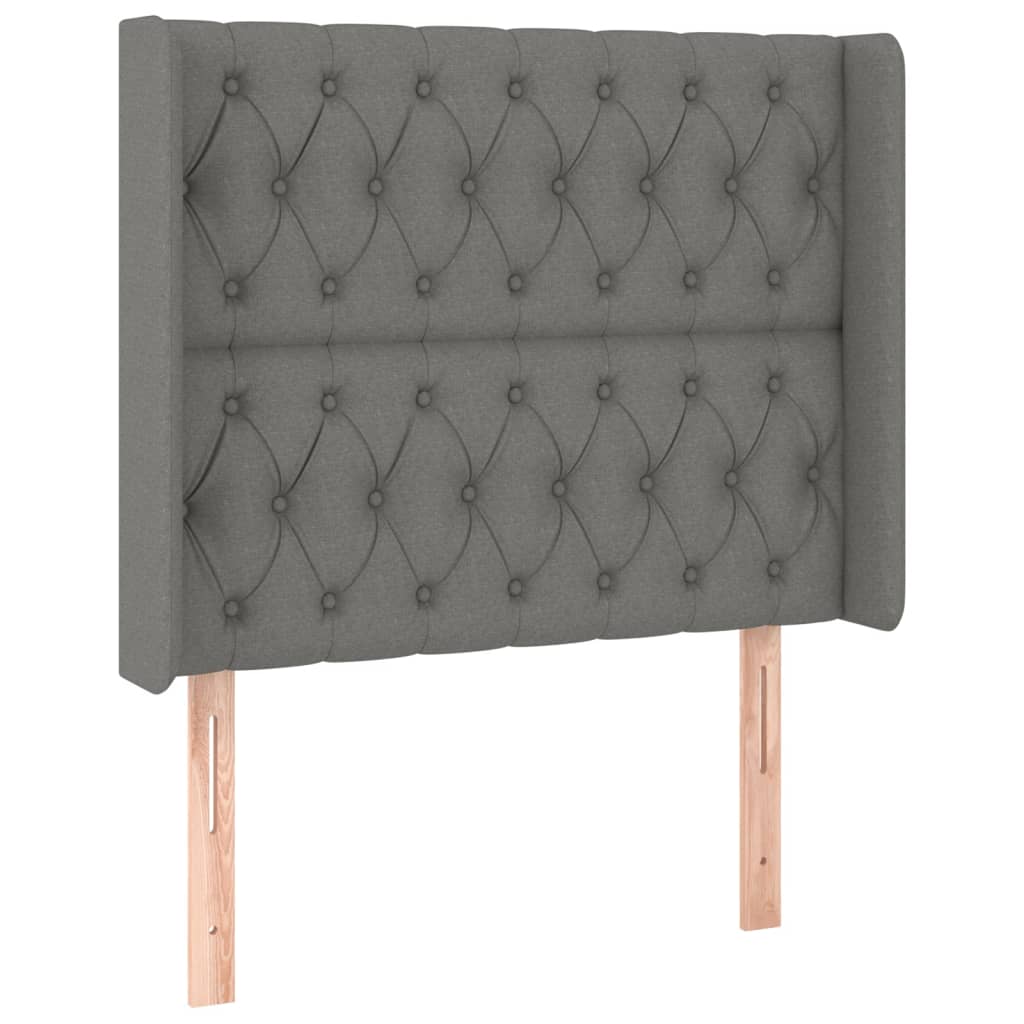 Tête de lit avec oreilles Gris foncé 93x16x118/128 cm Tissu - XIOS